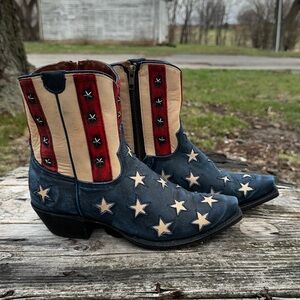 Corral Navy, Red & Cream Star Western Heeled Boots